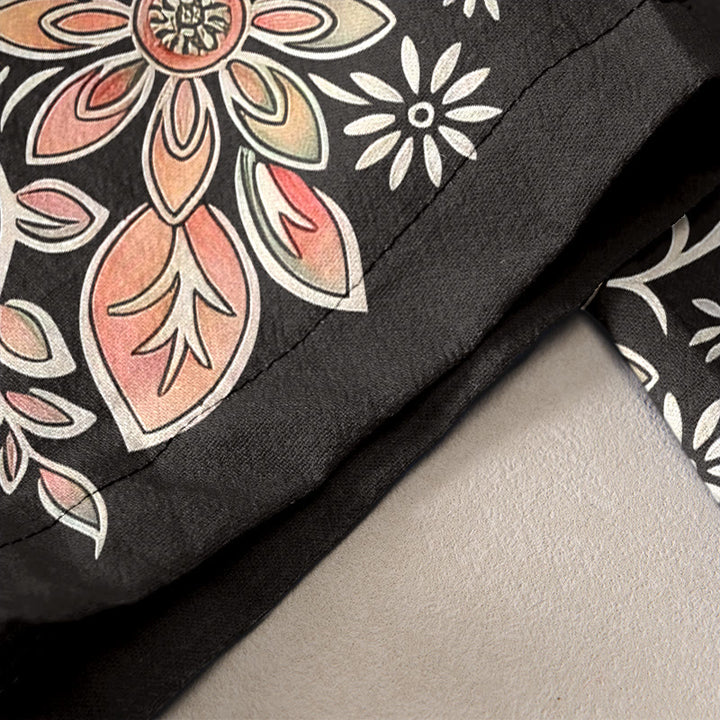 Buddha Stones Pantalones de mujer de algodón puro con estampado paisley de loto, cintura elástica y bolsillos. - image 10