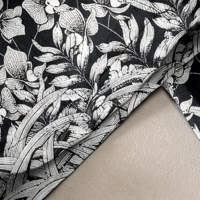 Buddha Stones Pantalones de mujer de algodón puro con estampado de pétalos de flores, cintura elástica y bolsillos. - image 10