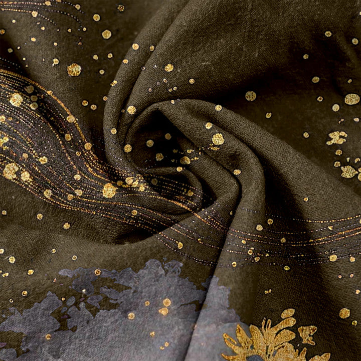 Buddha Stones Pantalones de mujer de algodón puro con estampado de pétalos de flores, cintura elástica y bolsillos. - image 11