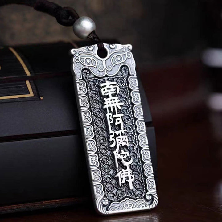 Buddha Stones Cobre Namo Amitabha Om Mani Padme Hum cuerda sabiduría collar colgante - image 7