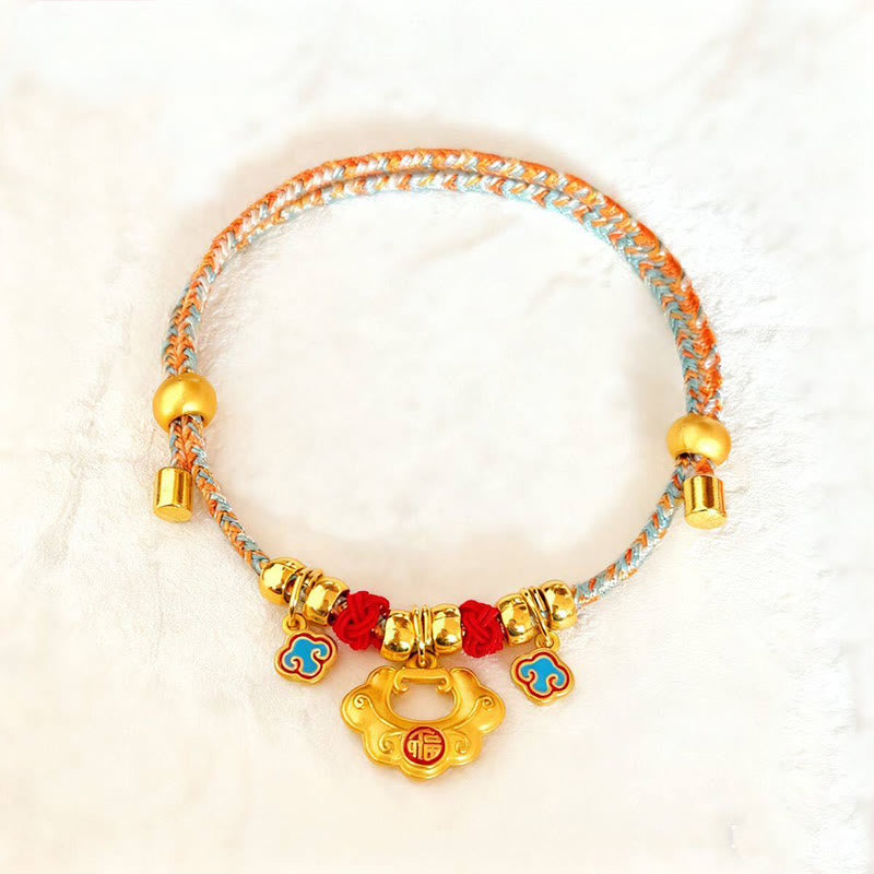 Buddha Stones Collar ajustable para mascotas, para gatos y perros, con diseño de cuentas trenzadas y coloridas. - Bloqueo Ruyi - 40-50 cm - image 8