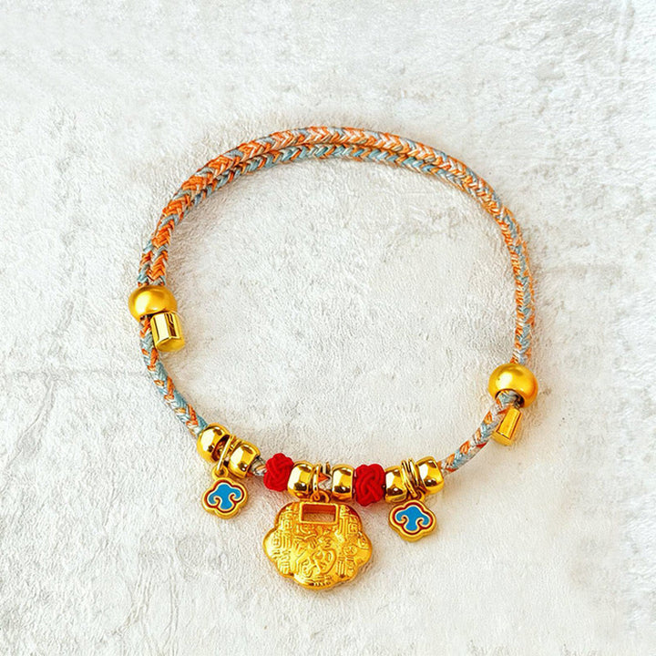 Buddha Stones Collar ajustable para mascotas, para gatos y perros, con diseño de cuentas trenzadas y coloridas. - Candado de cien bendiciones - 40-50 cm - image 7