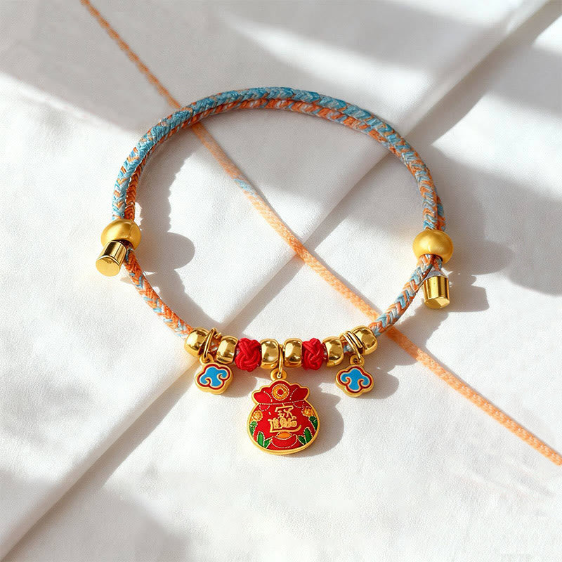 Buddha Stones Collar ajustable para mascotas, para gatos y perros, con diseño de cuentas trenzadas y coloridas. - Bolsa de dinero - 40-50 cm - image 4