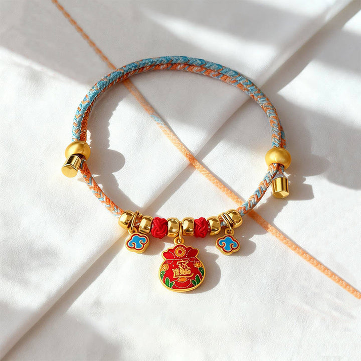 Buddha Stones Collar ajustable para mascotas, para gatos y perros, con diseño de cuentas trenzadas y coloridas. - Bolsa de dinero - 40-50 cm - image 4