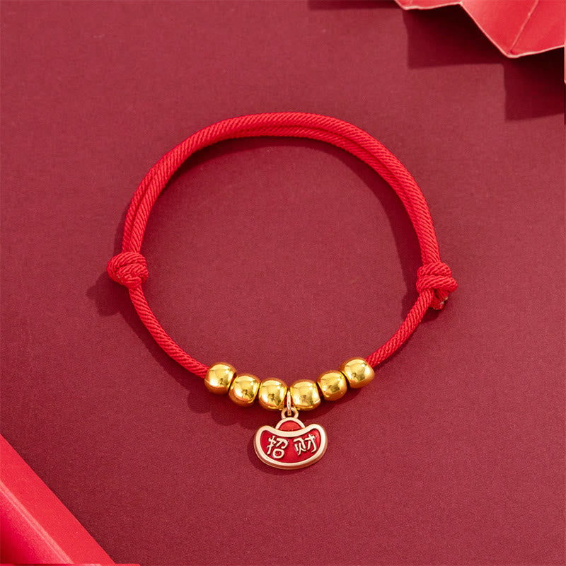 Buddha Stones Collar ajustable para mascotas, para gatos y perros, con cuentas rojas y diseño del personaje Yuanbao Fu. - image 3