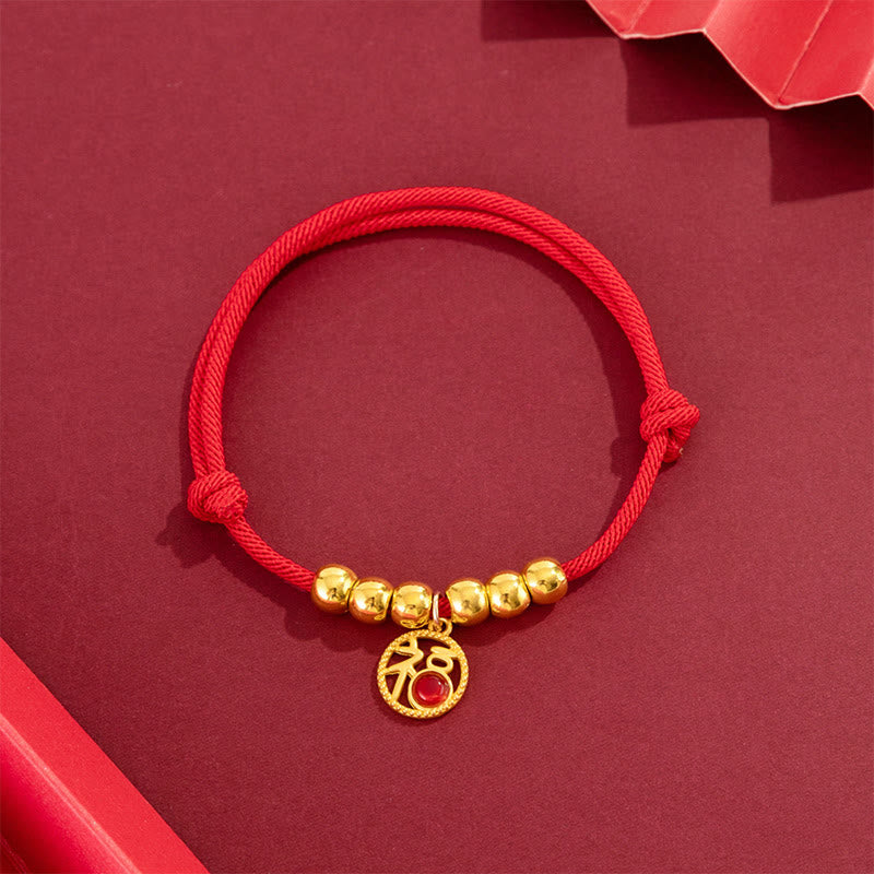 Buddha Stones Collar ajustable para mascotas, para gatos y perros, con cuentas rojas y diseño del personaje Yuanbao Fu. - Personaje Fu - 20-33 cm - image 9