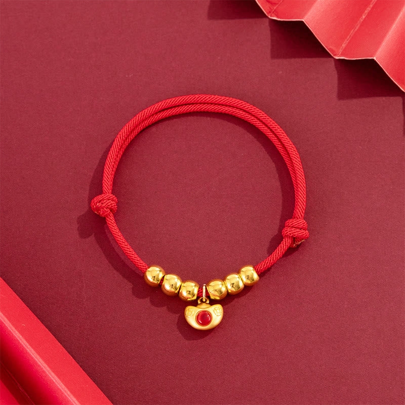 Buddha Stones Collar ajustable para mascotas, para gatos y perros, con cuentas rojas y diseño del personaje Yuanbao Fu. - Yuanbao - 20-33 cm - image 1