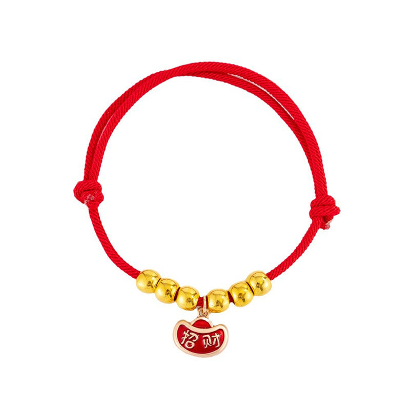 Buddha Stones Collar ajustable para mascotas, para gatos y perros, con cuentas rojas y diseño del personaje Yuanbao Fu. - image 4
