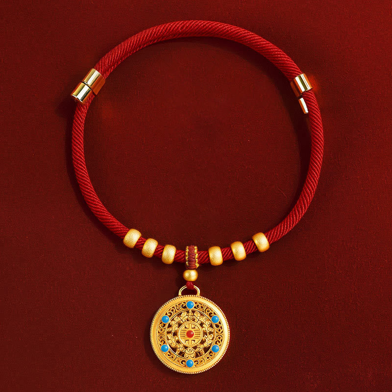 Buddha Stones Collar ajustable para mascotas con brújula, cuentas y forma de calabaza, fabricado con hilo rojo, para gatos y perros. - Brújula - 20-50 cm - image 7