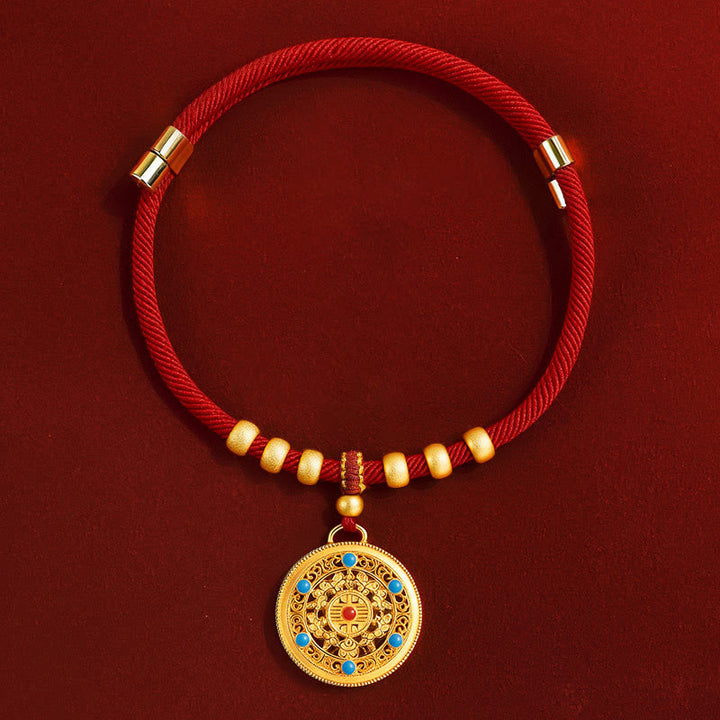 Buddha Stones Collar ajustable para mascotas con brújula, cuentas y forma de calabaza, fabricado con hilo rojo, para gatos y perros. - Brújula - 20-50 cm - image 7