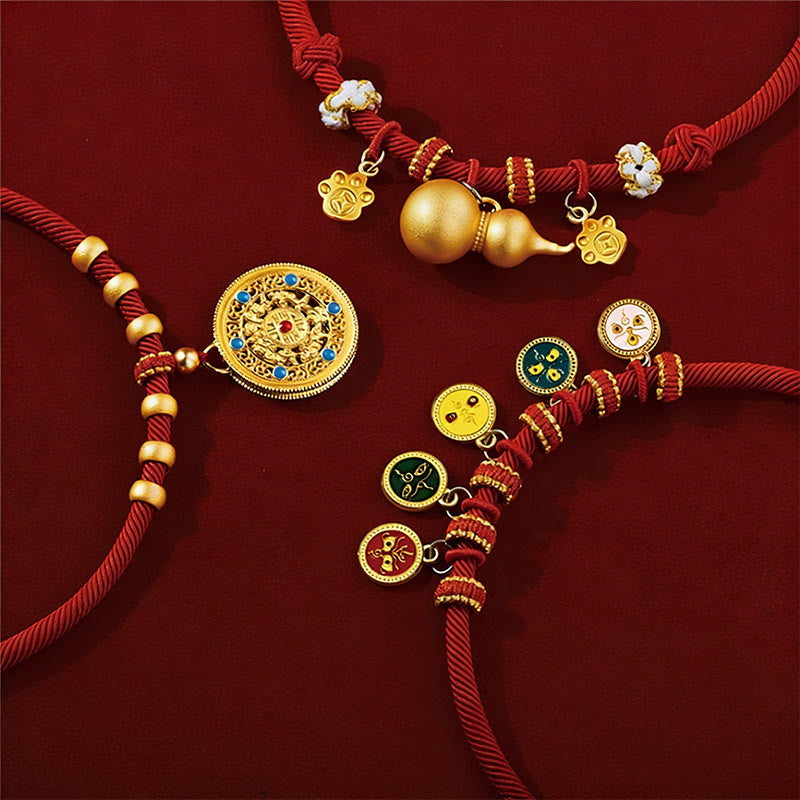Buddha Stones Collar ajustable para mascotas con brújula, cuentas y forma de calabaza, fabricado con hilo rojo, para gatos y perros. - image 17