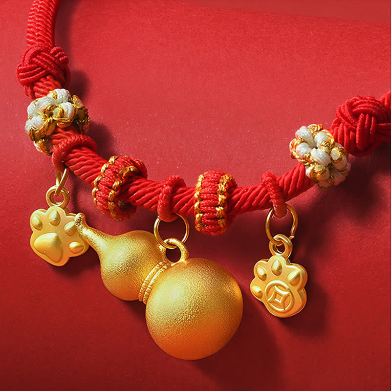 Buddha Stones Collar ajustable para mascotas con brújula, cuentas y forma de calabaza, fabricado con hilo rojo, para gatos y perros. - image 4