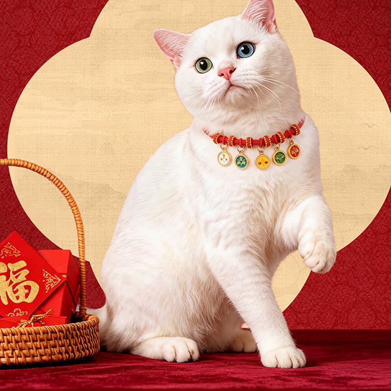 Buddha Stones Collar ajustable para mascotas con brújula, cuentas y forma de calabaza, fabricado con hilo rojo, para gatos y perros. - image 15