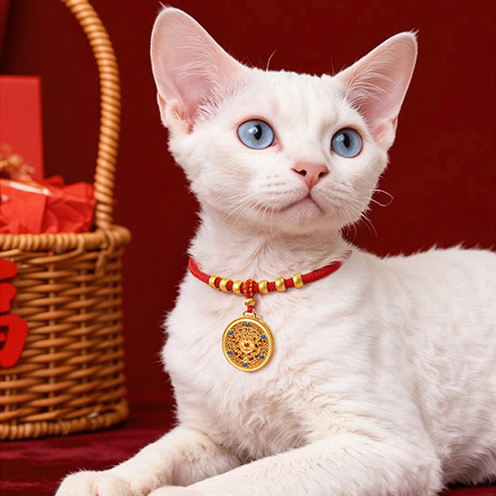 Buddha Stones Collar ajustable para mascotas con brújula, cuentas y forma de calabaza, fabricado con hilo rojo, para gatos y perros. - image 11