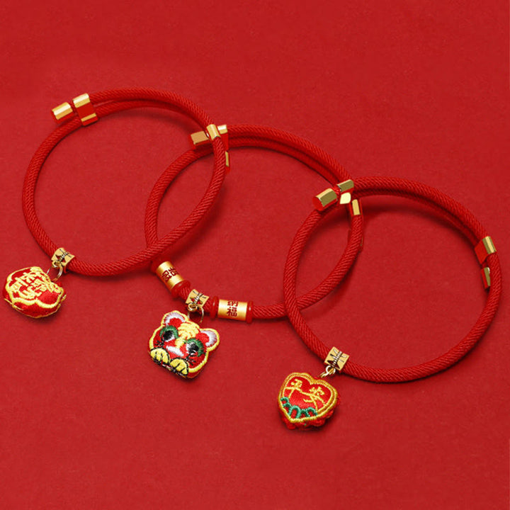 Buddha Stones Collar ajustable para mascotas, para gatos y perros, con bordado trenzado de hilo rojo y diseño de tigre. - image 16
