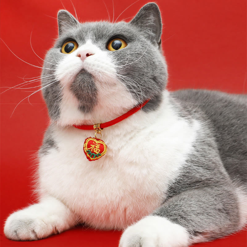 Buddha Stones Collar ajustable para mascotas, para gatos y perros, con bordado trenzado de hilo rojo y diseño de tigre. - image 14