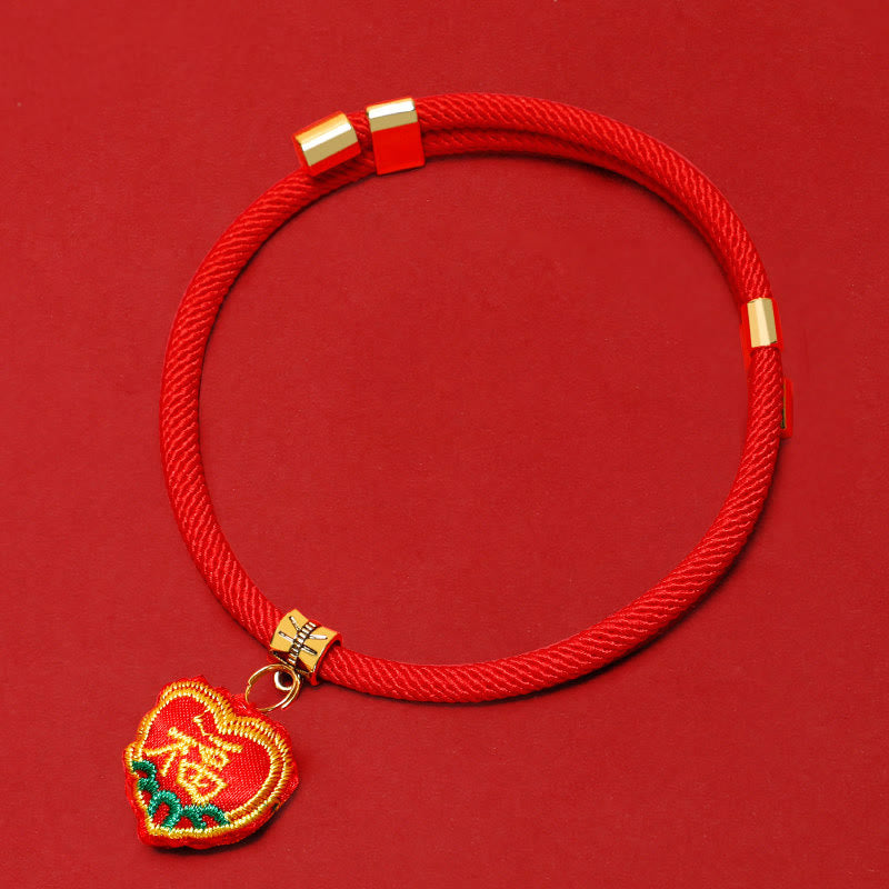 Buddha Stones Collar ajustable para mascotas, para gatos y perros, con bordado trenzado de hilo rojo y diseño de tigre. - Personaje Fu - 26-44 cm - image 12