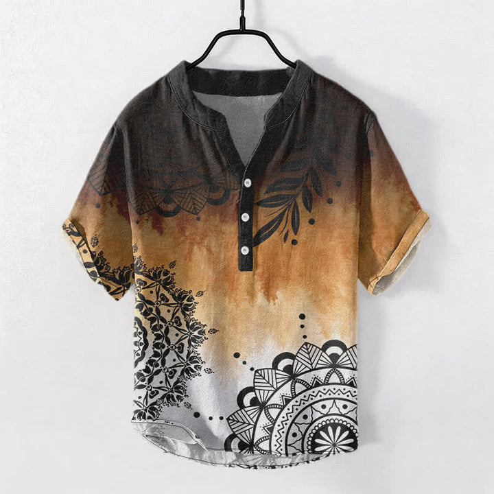 Buddha Stones Camisa de manga corta con medio botón y estampado de mandala de algodón para hombre - Perú - US/UK/AU50, EU60 (5XL) - image 7