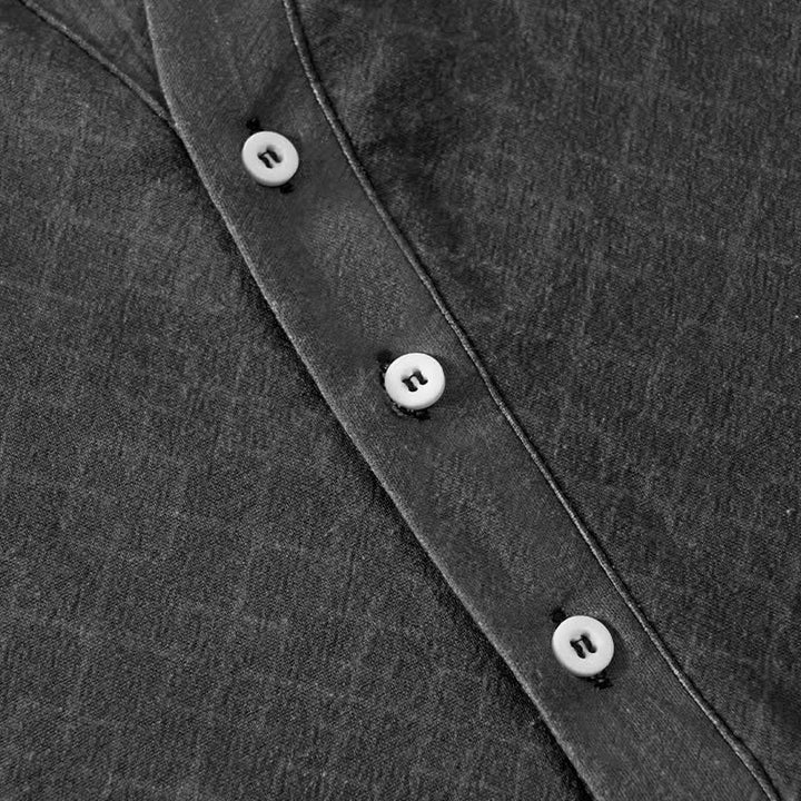 Buddha Stones Camisa de manga corta con medio botón para hombre Cotton Dragon - image 3