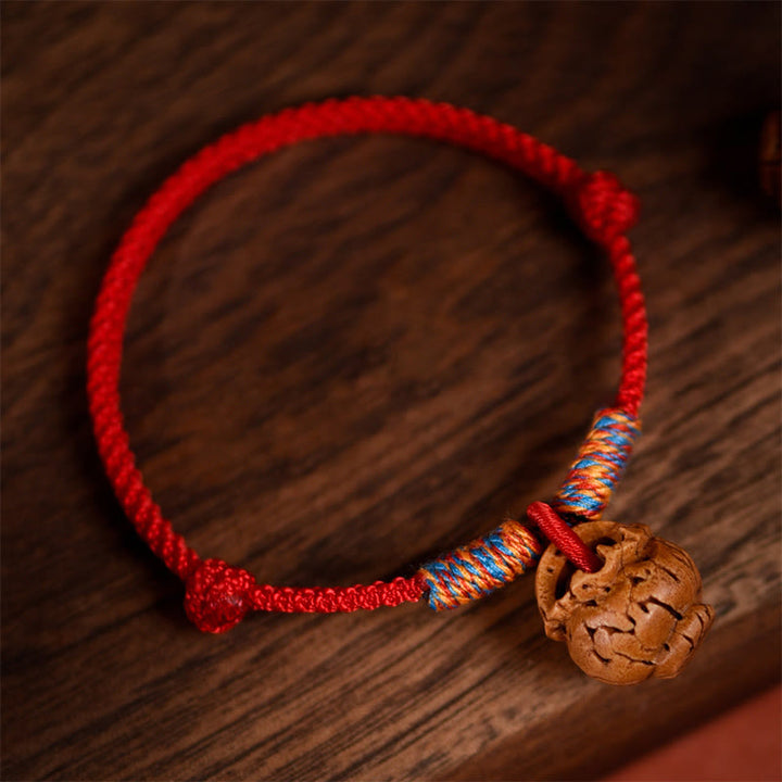 Buddha Stones Collar ajustable para gatos y perros con cordón rojo trenzado de hueso de melocotón. - image 3