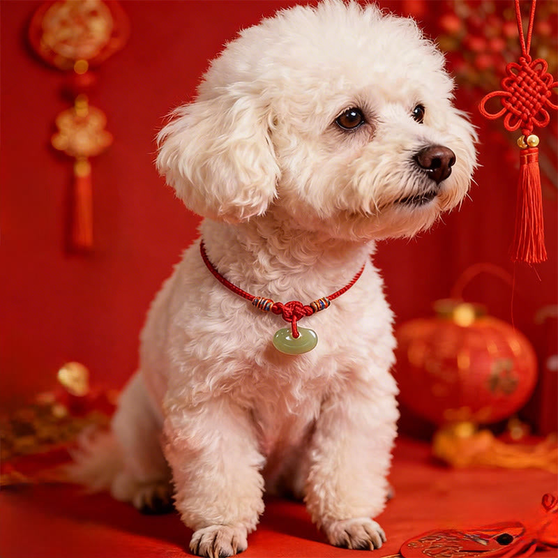 Buddha Stones Collar ajustable de protección para gatos y perros con hilo rojo trenzado de jade. - image 14