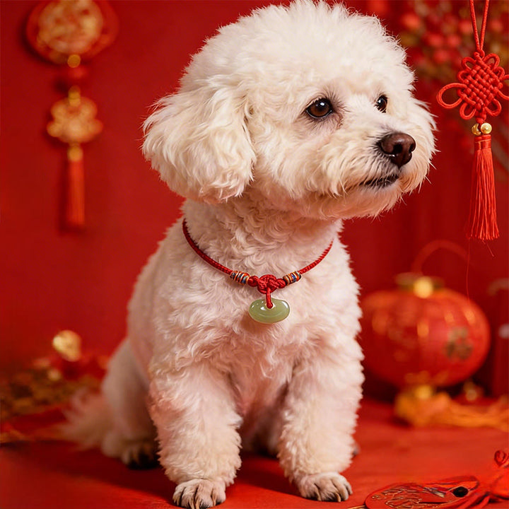 Buddha Stones Collar ajustable de protección para gatos y perros con hilo rojo trenzado de jade. - image 14
