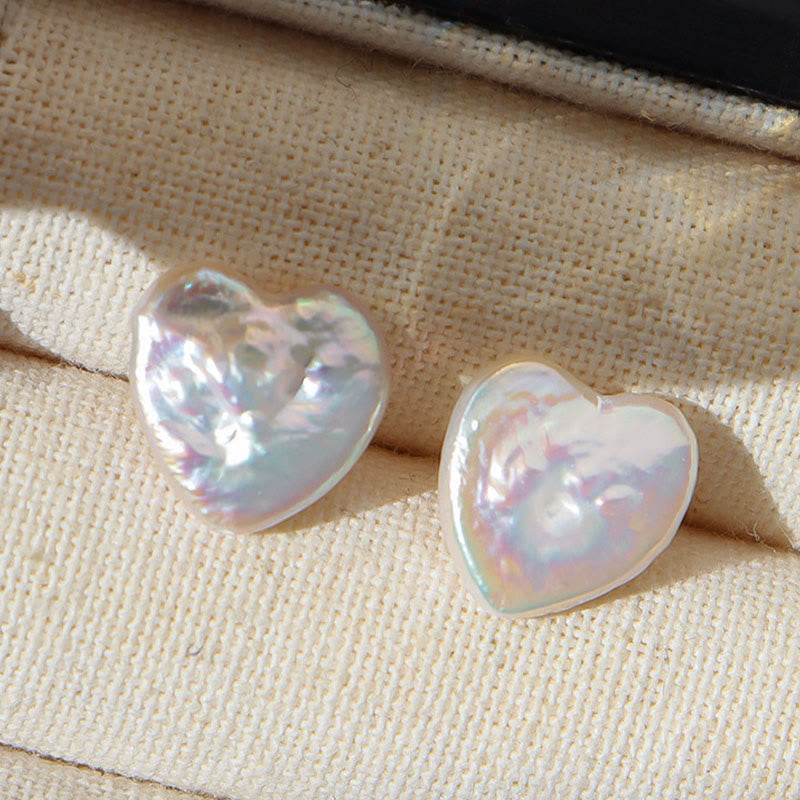 Buddha Stones Pendientes de botón con diseño retro de perlas en forma de corazón. - image 2
