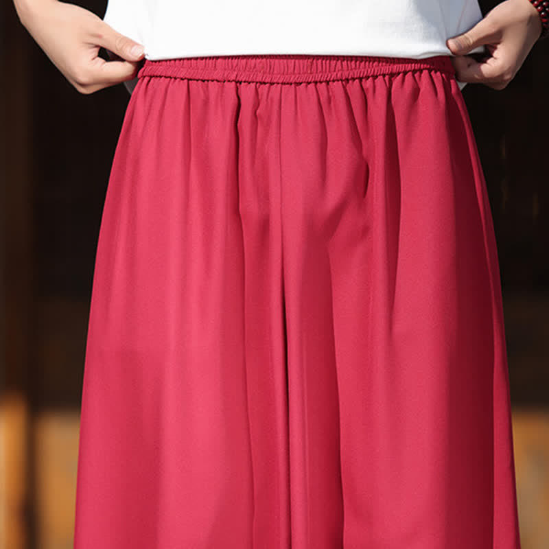 Buddha Stones Pantalones de hombre de algodón con dobladillo bordado, cintura elástica, pernera ancha y bolsillos, ideales para el verano. - image 12