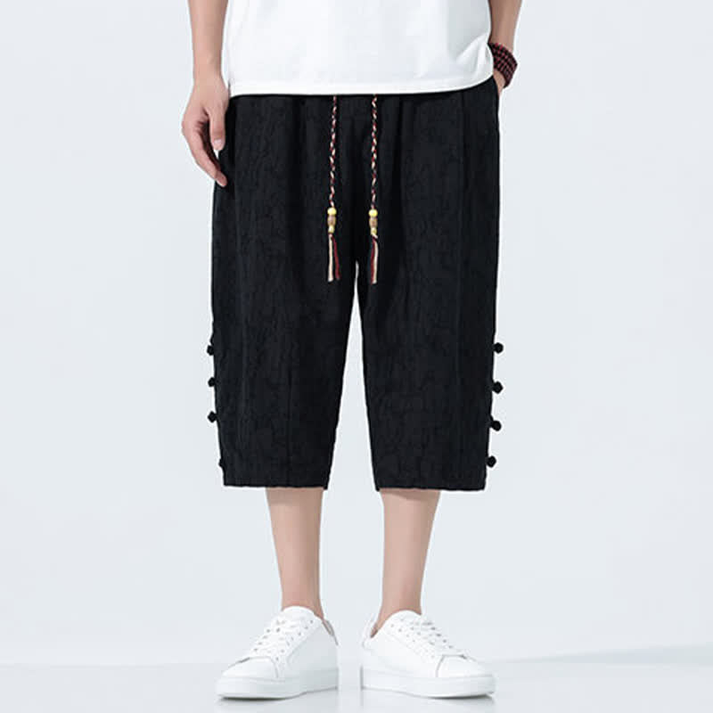 Buddha Stones Pantalones capri de verano para hombre con cintura elástica y cordón ajustable. - image 8