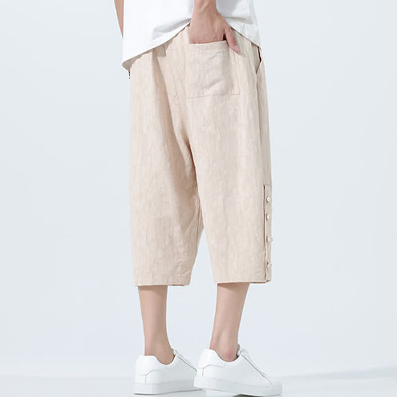 Buddha Stones Pantalones capri de verano para hombre con cintura elástica y cordón ajustable. - image 10