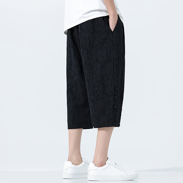 Buddha Stones Pantalones capri de verano para hombre con cintura elástica y cordón ajustable. - image 7