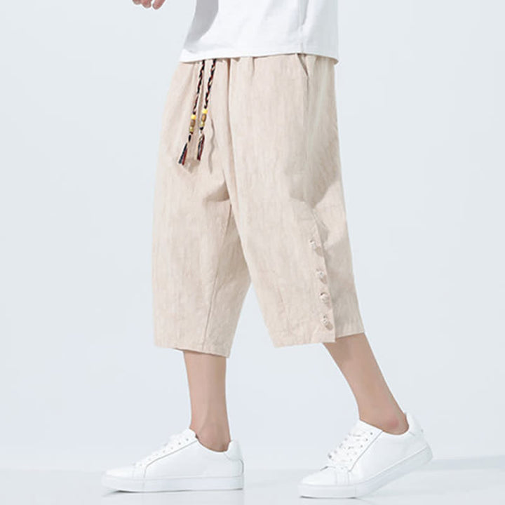 Buddha Stones Pantalones capri de verano para hombre con cintura elástica y cordón ajustable. - image 12