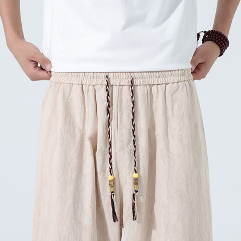 Buddha Stones Pantalones capri de verano para hombre con cintura elástica y cordón ajustable. - image 13