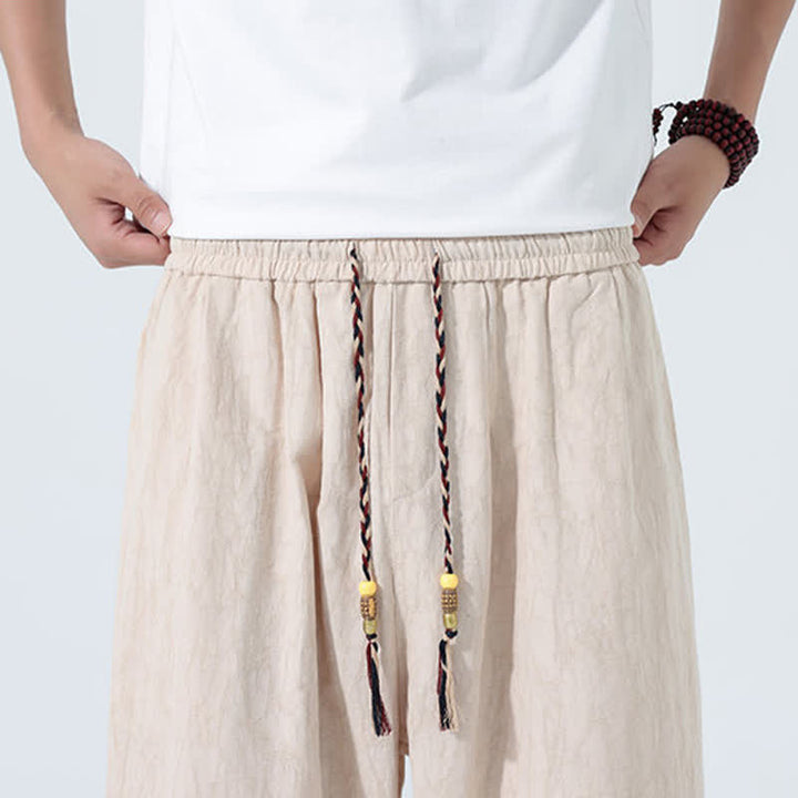 Buddha Stones Pantalones capri de verano para hombre con cintura elástica y cordón ajustable. - image 13