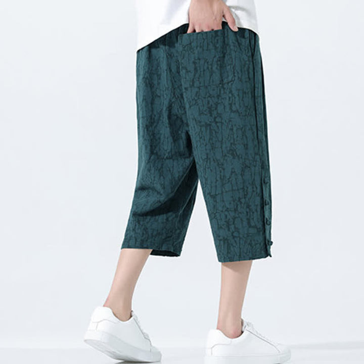 Buddha Stones Pantalones capri de verano para hombre con cintura elástica y cordón ajustable. - image 1