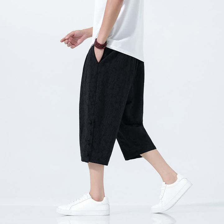 Buddha Stones Pantalones capri de verano para hombre con cintura elástica y cordón ajustable. - image 6