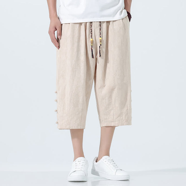 Buddha Stones Pantalones capri de verano para hombre con cintura elástica y cordón ajustable. - image 11