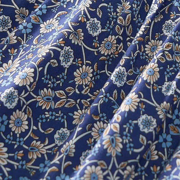 Buddha Stones Minivestido de mujer de algodón con estampado floral paisley estilo boho otoñal, mangas abullonadas y cuello con lazo. - image 5