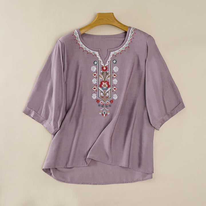 Camisetas de manga tres cuartos para mujer con bordado de Buddha Stones y estilo bohemio primaveral. - image 7