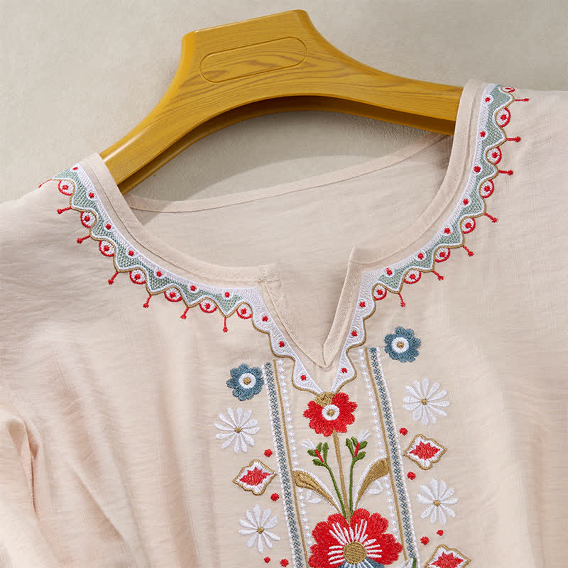 Camisetas de manga tres cuartos para mujer con bordado de Buddha Stones y estilo bohemio primaveral. - image 15