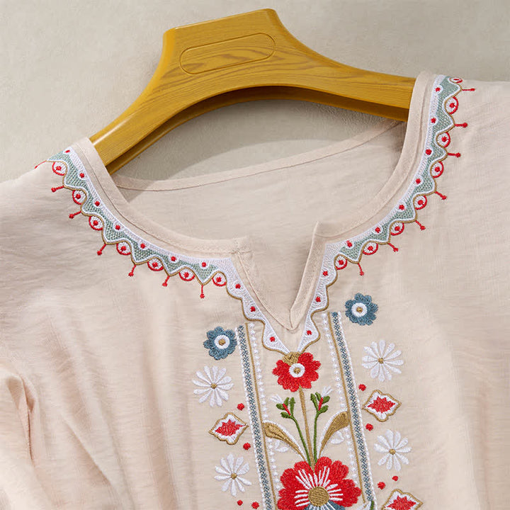 Camisetas de manga tres cuartos para mujer con bordado de Buddha Stones y estilo bohemio primaveral. - image 15