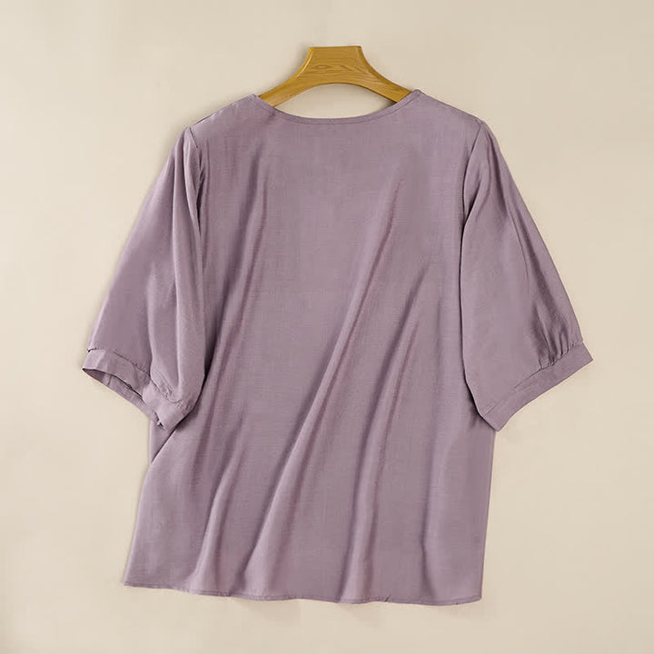 Camisetas de manga tres cuartos para mujer con bordado de Buddha Stones y estilo bohemio primaveral. - image 8