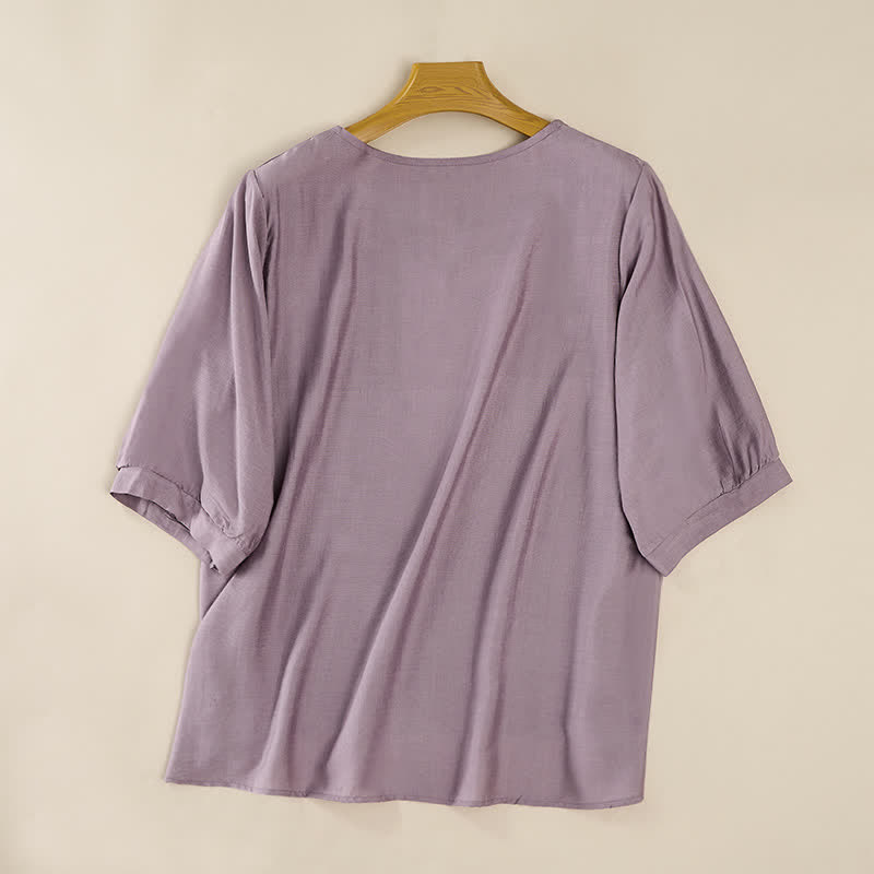 Buddha Stones Camisetas de manga tres cuartos para mujer, estilo bohemio primaveral, de algodón y lino, bordadas. - image 8