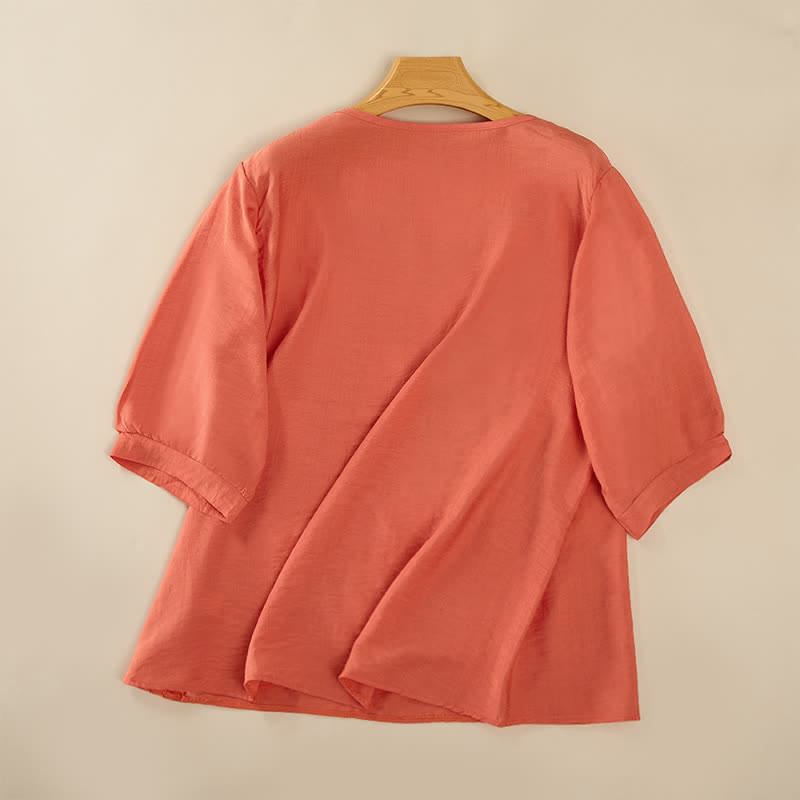 Camisetas de manga tres cuartos para mujer con bordado de Buddha Stones y estilo bohemio primaveral. - image 1