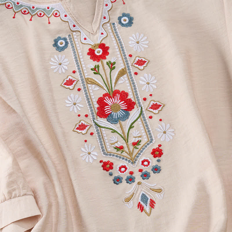 Camisetas de manga tres cuartos para mujer con bordado de Buddha Stones y estilo bohemio primaveral. - image 16