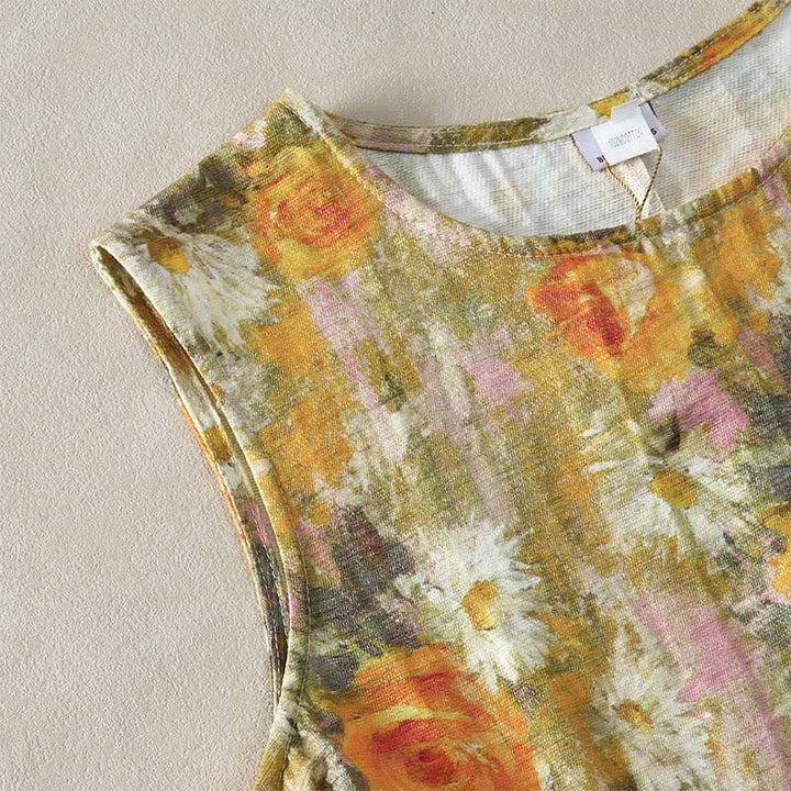 Vestido midi informal de algodón sin mangas con bolsillos y estampado de Buddha Stones, hecho a mano, a cuadros. - image 20