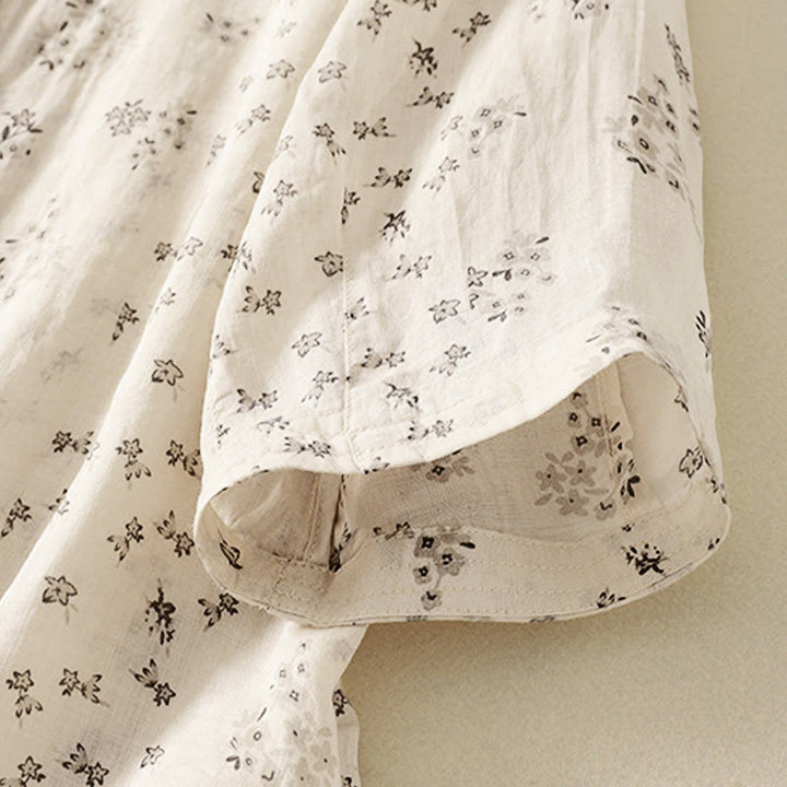 Buddha Stones Camisa informal de mujer con estampado floral y mangas tres cuartos con botones. - image 12