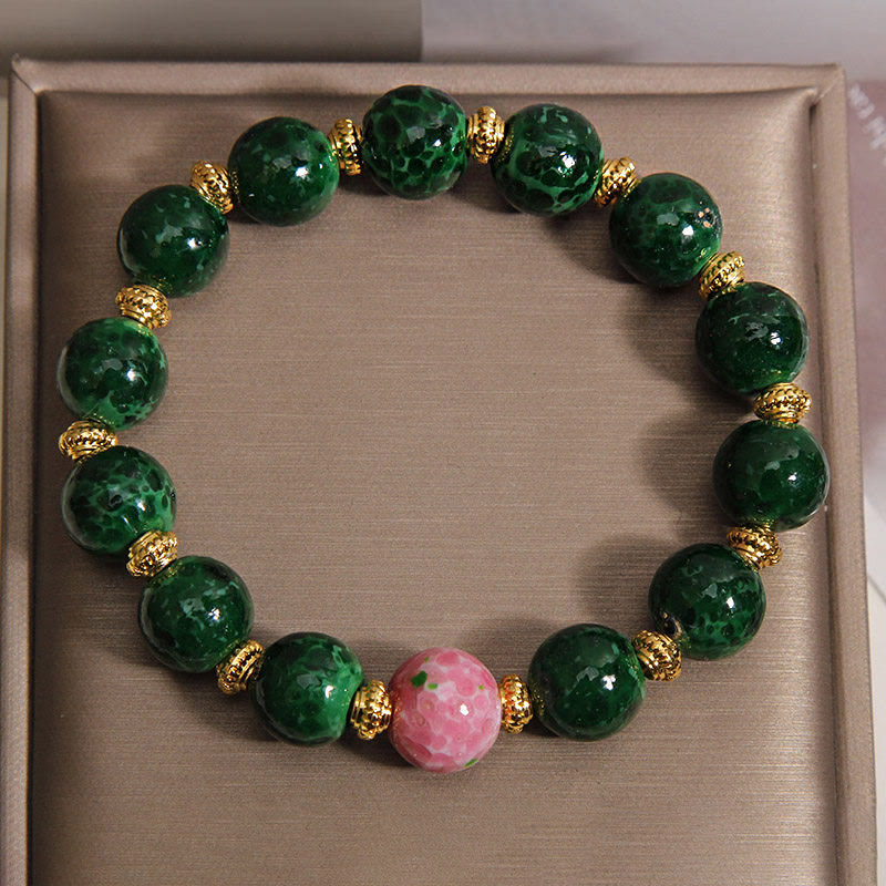 Buddha Stones Pulsera de bendiciones de cristal Liuli verde - image 6
