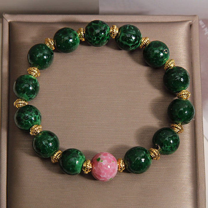 Buddha Stones Pulsera de bendiciones de cristal Liuli verde - image 6