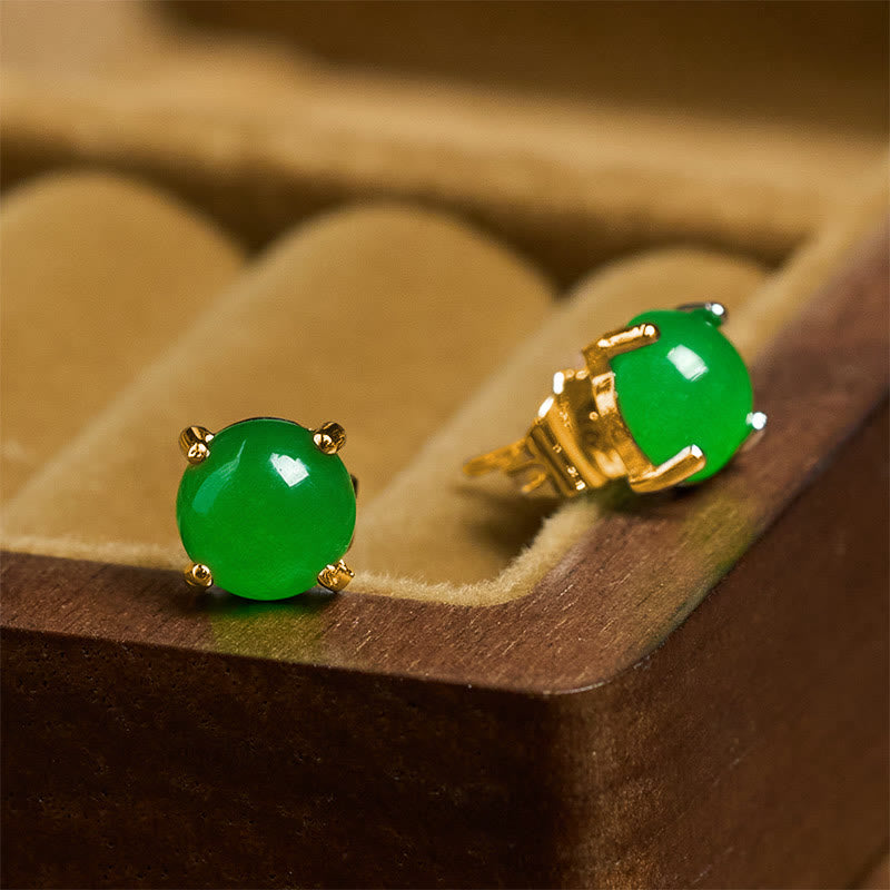 Buddha Stones Pendientes de jade y plata de ley 925 con el símbolo de la abundancia. - image 3